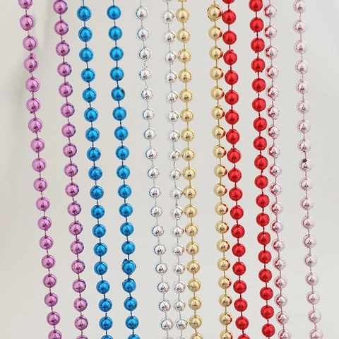 Christmas Tree Bead Chain Garland Decoration Plastic Electroplated Shiny Festive Ornament Indoor Home Party Scene Decor