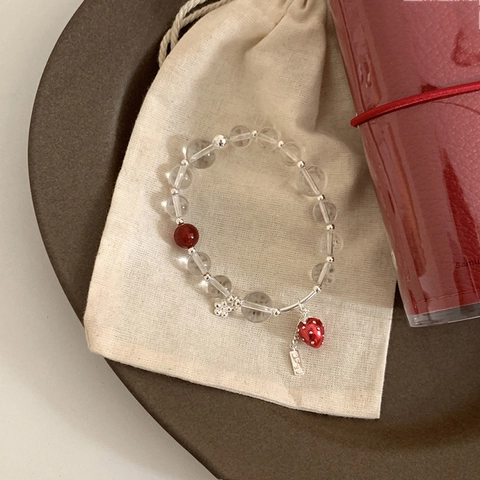 Pulsera De Cuentas Con Colgante De Fresa Cuentas De Vidrio Dulce Amuleto De Flor Joyería Hecha A Mano Para Mujeres Niñas