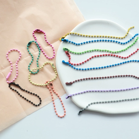 Bunte Metall Kugelkette Mit Verbindern Für DIY Schmuckherstellung Schlüsselanhänger Zubehör Lackiert