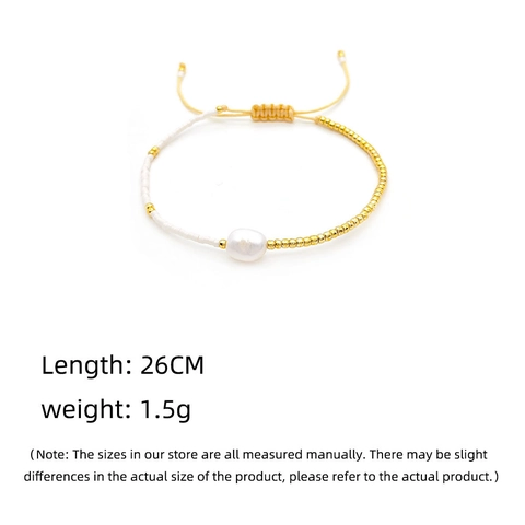 Handmade Freshwater Pearl Bracelet Miyuki Glass Beads Minimalist Baroque Adjustable Woven Rope Women