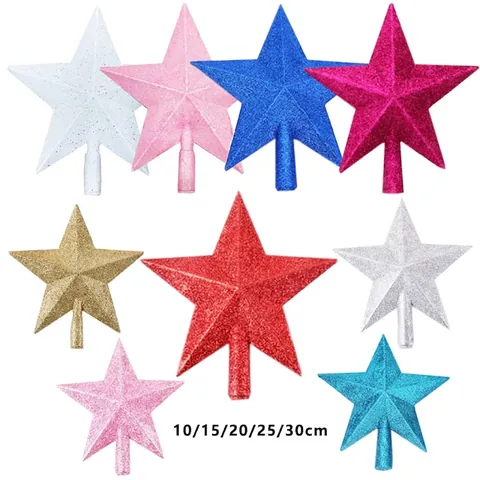 Christmas Tree Top Star Glitter PVC Ornament Five-Pointed Star Topper For Holiday Party Festive Home Decoration