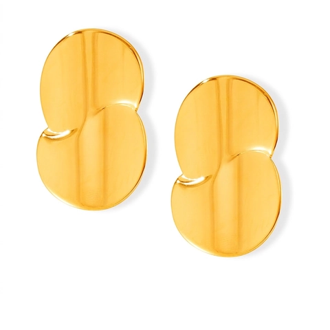 Pendientes de Botón de Acero de Titanio con Diseño de Gota de Doble Capa para Mujer Pendientes de Diseño Geométrico Minimalista Joyería