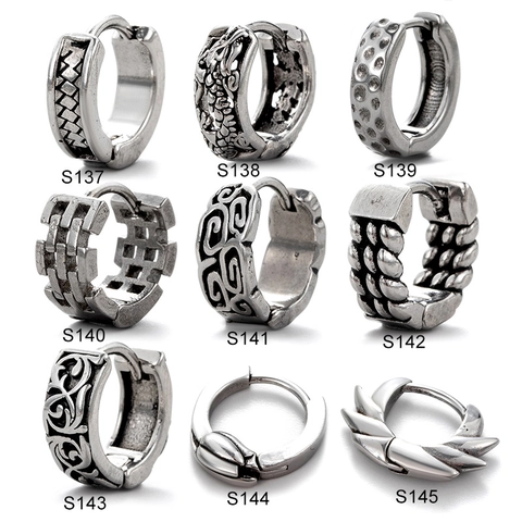 Créole En Acier Inoxydable Vintage Totem De Dragon Géométrique Style Punk Gothique Pour Hommes Bijoux Unisexes