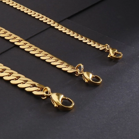 Bracciale A Catena Minimalista Cuban Link Acciaio Inossidabile Lucidato Piatto NK Gioielli Uomo Donna