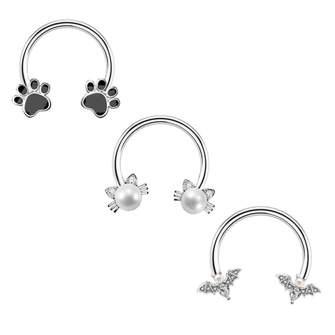 Stainless Steel Rhinestone Body Piercing Jewelry Collection Butterfly Bee Snake Bat Nose Rings Ear Bone Studs For Women