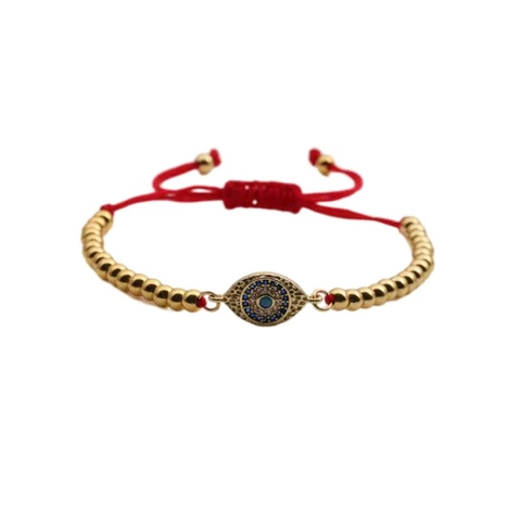 Evil Eye Armband Vergoldetes Kupfer Zirkonia Verstellbar Geflochtenes Seil Boho Schmuck Für Frauen