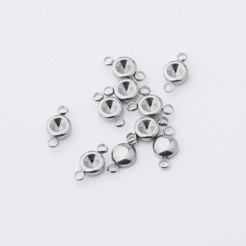 Conectores De Doble Lazo De Acero Inoxidable Para Engaste De Piedra De Nacimiento Fabricación De Joyas DIY Pulido Espejo