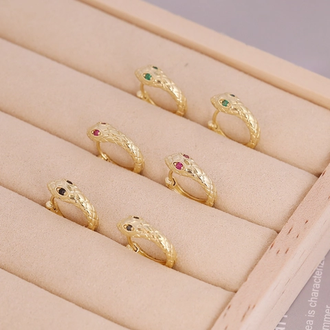 Orecchini A Cerchio A Serpente In Rame Zirconia Tono Oro Forma Animale Trama A Scaglie Gioielli Per Donna