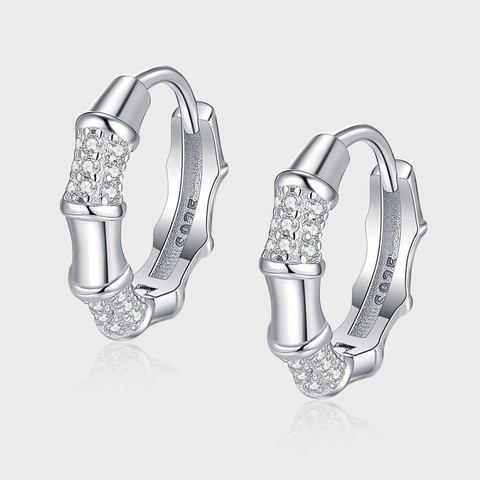 925 Sterlingsilber Bambusknoten Zirkonia Creolen Elegante Minimalistische Mikro Eingelegte Ohrringe Für Damen Modeschmuck