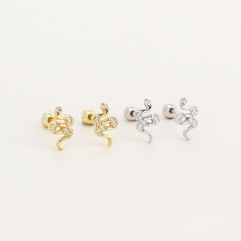 925 Sterlingsilber Schlange Ohrstecker Mit Strass Cooler Schlangenform Schraubverschluss Piercing Ohrringe Für Damen Schmuck