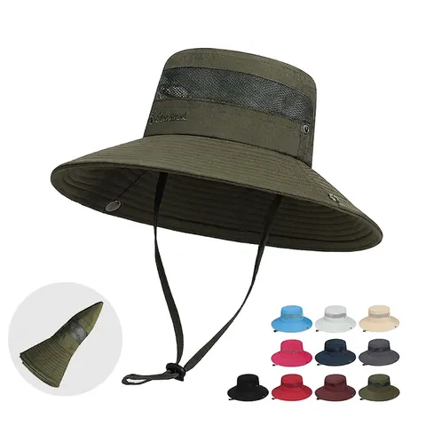 Outdoor Sonnenhut Mit Breiter Krempe Atmungsaktiv Faltbar Wandern Angeln Boonie Hut Mit Verstellbarer Kordel Unisex