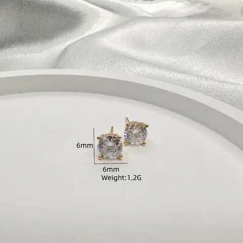 Orecchini a Bottone in Argento Sterling 925 Con Zirconia Tonda per Donna Semplice Mini Geometrico Incastonato Gioiello