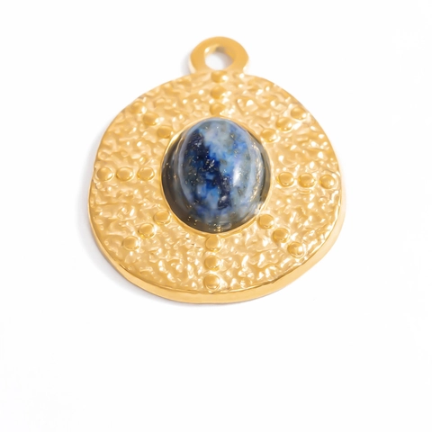 Vintage Stainless Steel Gold Plated Coin Pendant For Women Retro Evil Eye Sun Heart Compass Relief Inlaid Stone DIY Jewelry