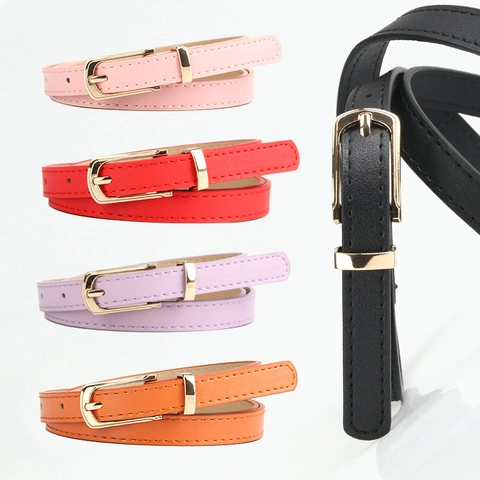 Dames Dunne PU Leren Riem Mode Legering Gespsluiting Heupriem Voor Jurken Truien Effen Kleur Casual Riem