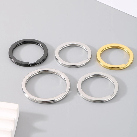 Stainless Steel Flat Split Key Ring For DIY Jewelry Making Keychain Accessories Gold Silver Black Fashion Hardware Finding