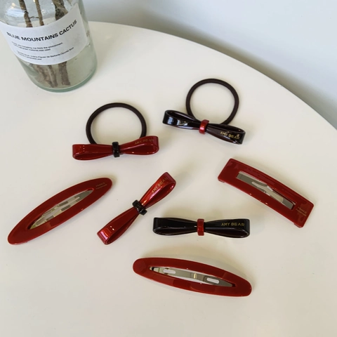 Eleganter Schleifen Haare Clip Und Band Harz Rot Braun Festliches Haar Accessoire Für Frauen Handgemachter Stil