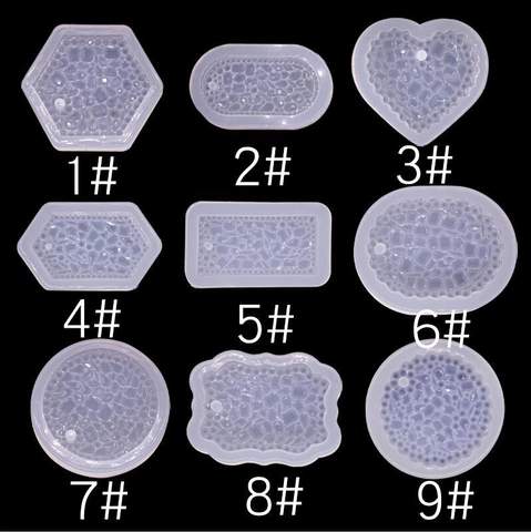 Mirror Crystal Epoxy Silicone Molds Diamond Surface Jewelry Pendant DIY Resin Crafting Heart Round Hexagon Tool
