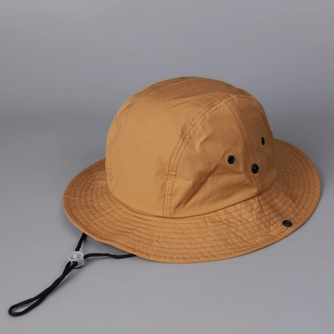 Outdoor Sun Protection Bucket Hat Cotton Nylon Polyester Quick Dry Wide Brim Adjustable Windproof Cord Hiking Fishing