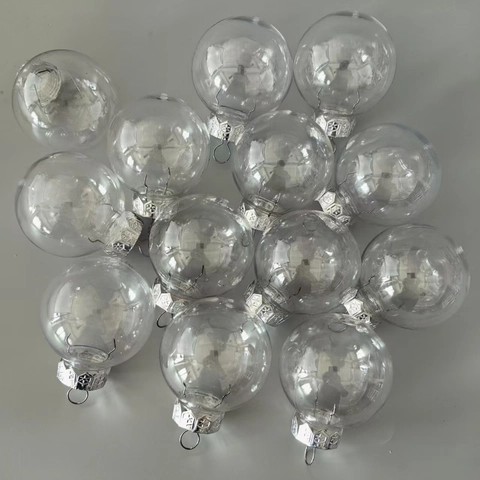 Clear Fillable Christmas Ball Ornaments Plastic Baubles With Silver Caps For DIY Holiday Party Tree Decor