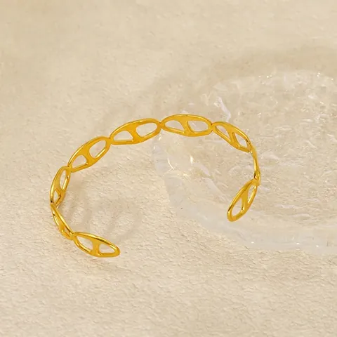 Edelstahl Armreif 18K Vergoldet Hohl Ankerkette Design Offen Verstellbar Minimalistischer Schmuck Für Frauen