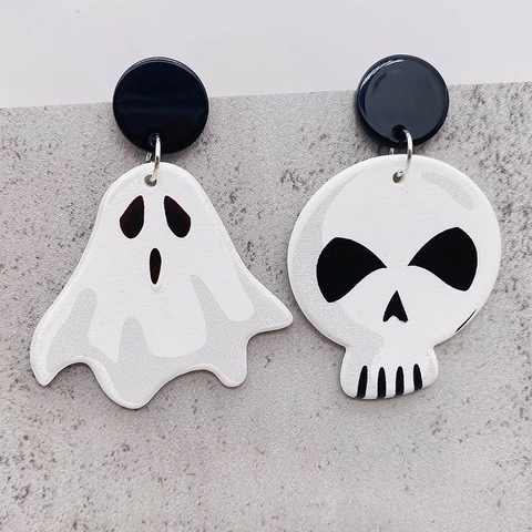 Pendientes Halloween Acrílico Calavera Fantasma Momia Spirit Board Gótico Punk Colgantes Mujeres Niñas Joyería Novedad