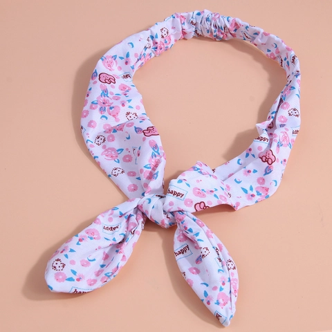 Fascia Per Capelli Con Fiocco Orecchie Di Coniglio Tessuto Elastico Annodato Stampa A Pois Floreale Accessorio Per Donne Ragazze