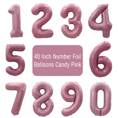 Large Number Foil Balloon Aluminum Film Metallic Candy Color Birthday Party Wedding Celebration Decoration Anniversary Ornament