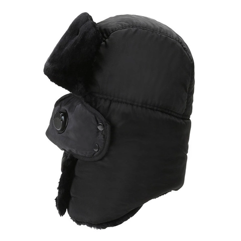 Gorro De Trampero Invierno Resistente Al Viento Impermeable Forro De Piel Sintética Orejeras Máscara Desmontable Válvula