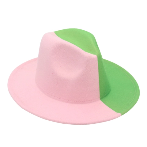 Two Tone Fedora Hat Wide Brim Cotton Felt Color Block Panama Jazz Cap Vintage Fashion Style For Men Women