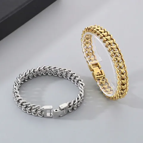 Pulsera De Acero Inoxidable Para Hombre Cadena Franco Dragon Bone Hip Hop Keel Link Joyas Geométricas