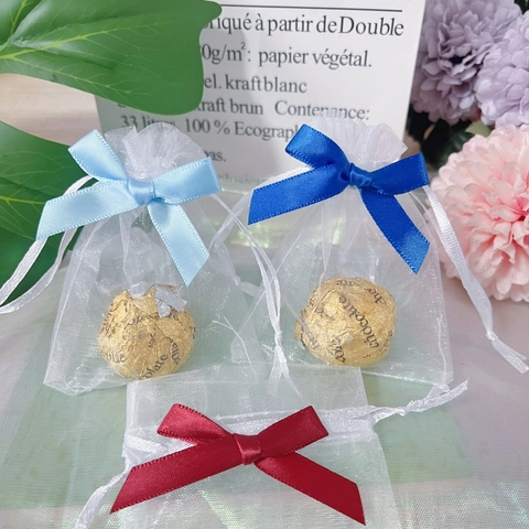 Organza Jewelry Packaging Bags With Satin Bow Knot Drawstring Mini Translucent Gift Pouches Wedding Party Favors