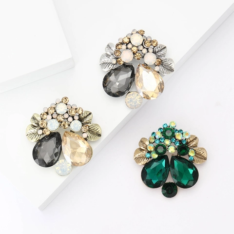 Spilla a Fiore in Lega Vintage Intarsiata con Strass Spilla a Fiori per Accessori Abiti Moda Donna per Festa Matrimonio Banchetto