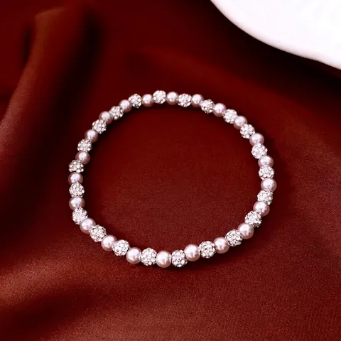 Rosa Imitation Künstliche Perlen Armband Mit Strassbesetzten Kugeln Elegante Mode Schmuck Für Frauen