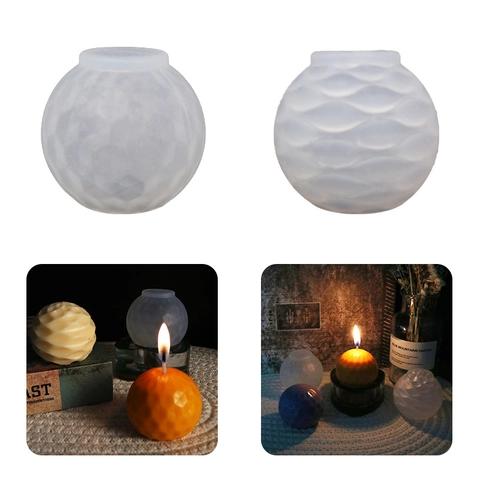 Molde De Silicona Para Velas Esférico Textura De Ondas Geométricas Aromaterapia Yeso Jabón Artesanía Decoración Hogar