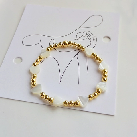 Pulsera De Cuentas De Corazón De Concha Natural Con Cuentas De Cobre Chapadas En Oro Para Mujer Joyería Estilo INS