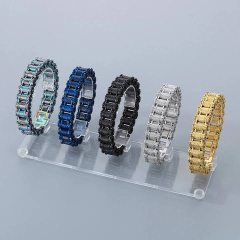 Herren Armband Edelstahl Mechanisches Zahnrad Fahrradkette Hip Hop Biker Punk Industrieller Stil Mode Schmuck