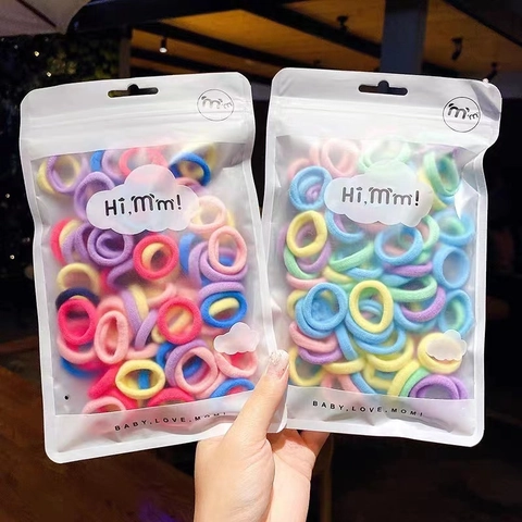 Seamless Elastic Hair Ties High Stretch Spandex Colorful Towel Ring Hairbands For Toddler Kids Girls Daily Use