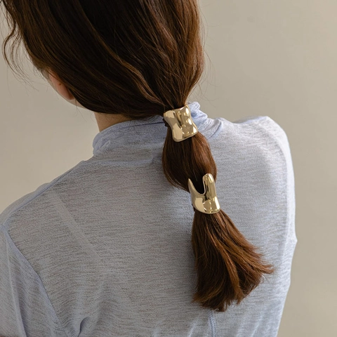 Alloy Irregular Geometric Ponytail Hair Cuff Hook For Women Elegant Metal Hairpin Minimalist Modern Headpiece