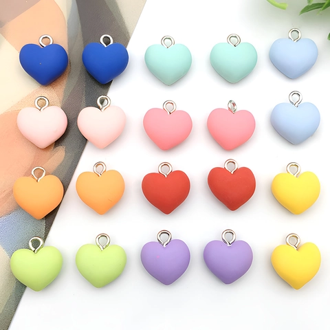Ciondoli A Cuore In Resina Opaca Pendenti Colorati A Forma Di Cuore Con Anelli In Metallo Per Creazione Gioielli Fai Da Te