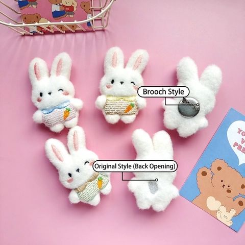 Schattig Pluche Konijnenbroche Accessoire Met Wortelborduurwerk Voor DIY Tas- En Kledingdecoratie