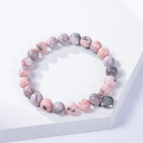 Bracciale Di Perline In Pietra Naturale Con Ciondolo A Cuore In Metallo Elastico Regalo Festa Della Mamma Per Donne Mamma Figlia Sorella Biglietto Di Auguri