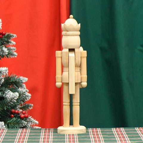Cascanueces Soldado Rey Estilo Europeo Tradicional Madera Natural Sin Pintar DIY Pintura Navidad Decoración De Escritorio Adorno Festivo