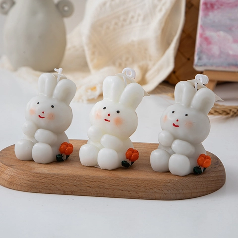 Candela Profumata Coniglio Fatta A Mano Cera Di Paraffina Simpatico Animale Ornamento Da Scrivania Regalo Nozze Decorazione Casa