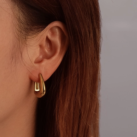 Pendientes De Aro Geométricos De Acero Inoxidable Chapados En Oro De 18K Retro Hexágono Triángulo Forma U Mujeres