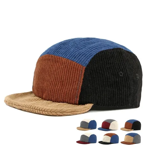 Cappellino Da Baseball In Velluto A Coste Patchwork Con Tesa Corta Regolabile Cappello Da Camper Multi Pannelli Retro