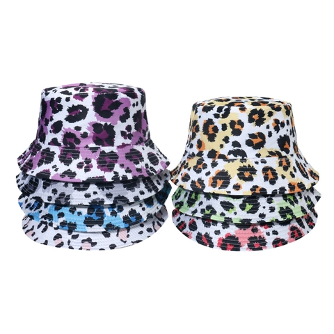 Leopard Print Bucket Hat Women Sun Protection Summer Travel Sun Hat Casual Polyester Basin Cap Fashion Accessory