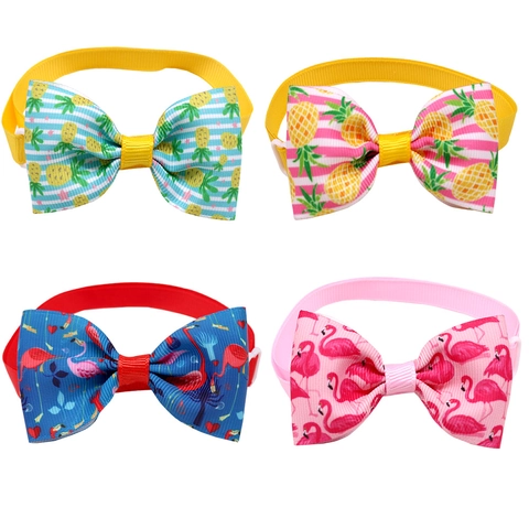 Papillon Regolabile Per Animali Poliestere Stampa Frutta Tropicale Fenicottero Cane Gatto Stile Hawaii Accessori