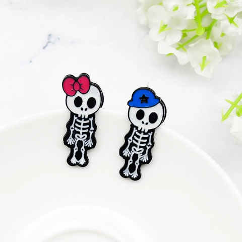 Spille In Smalto Scheletro Teschio Cartone Animato Spille In Lega Fiocco Rosa Cappello Stella Blu Gioielli Di Moda