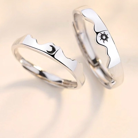 Sonne Mond Berg Meer Paar Ringe Kupferlegierung Offen Verstellbar Romantischer Minimalistischer Schmuck