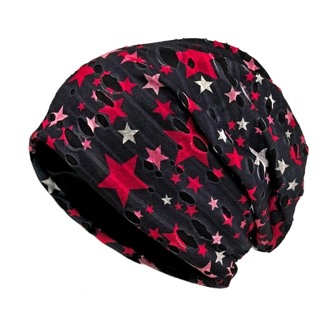 Bonnet En Maille Imprimé Étoiles Troué Style Punk Street Unisexe Polyester Hiver